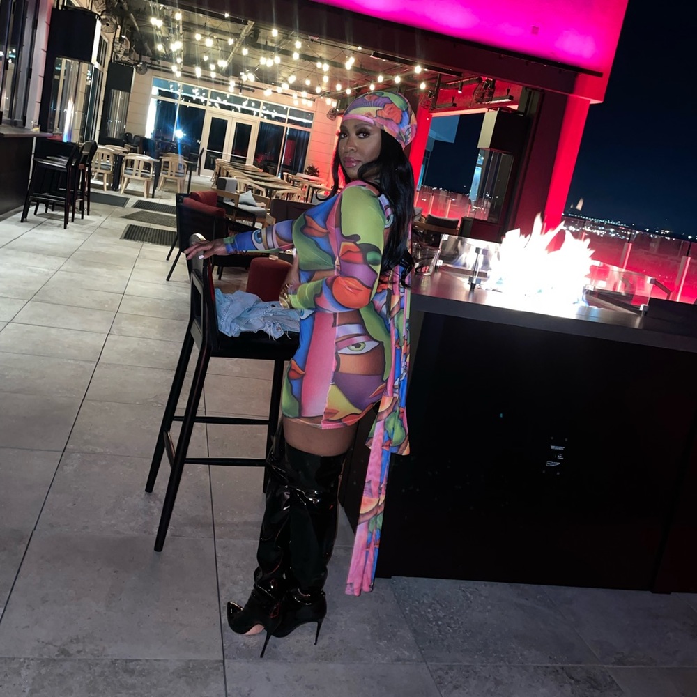 Faces Mini Dress & Scarf Set